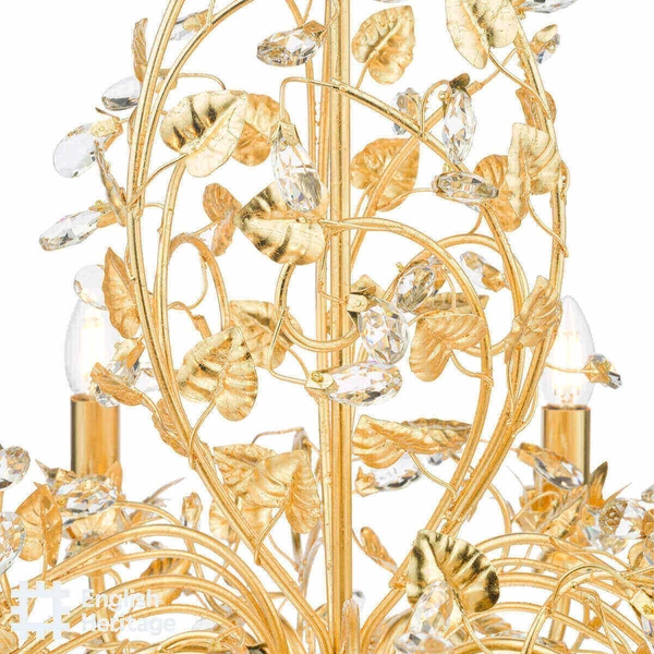 Wisząca lampa świecznikowa Audley AUD0635-EH Dar Lighting kryształki do salonu złota