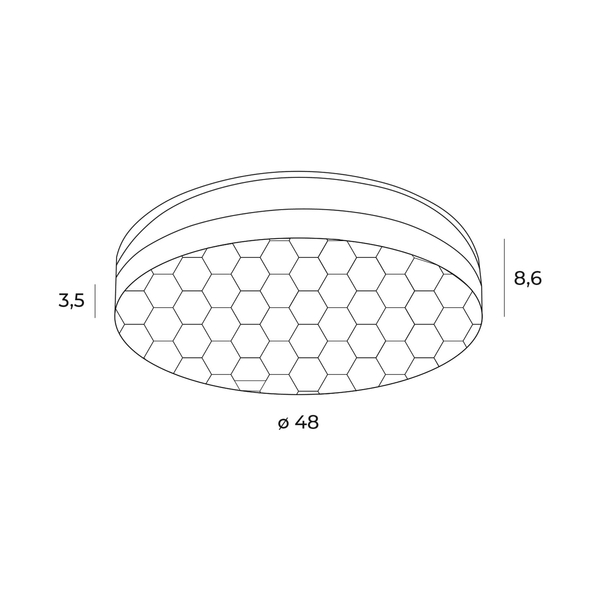 Lampa sufitowa Sekko C0218 LED 54W 3000K plaster miodu plafon czarny