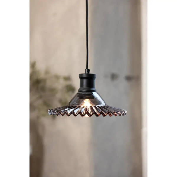 Lampa wisząca Novia 108854 szklana metalowa kapelusz czarny
