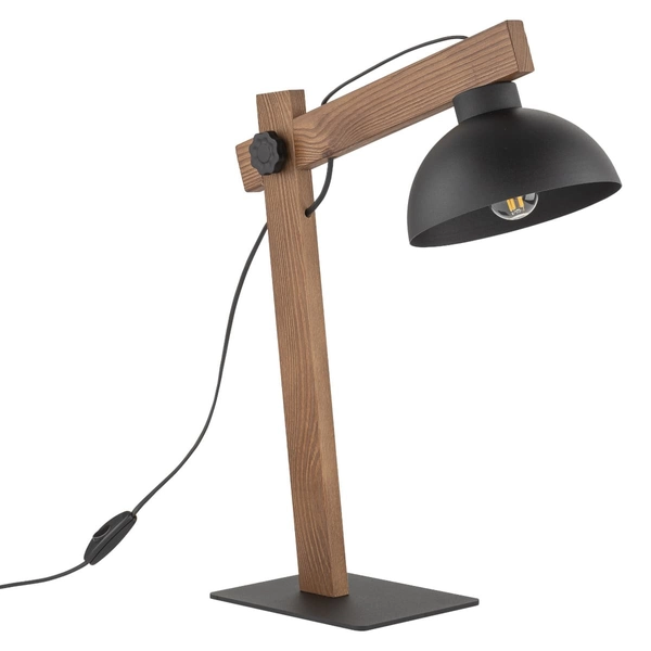 Lampka nocna rustykalna Oslo 5345 TK Lighting do sypialni drewniana czarna