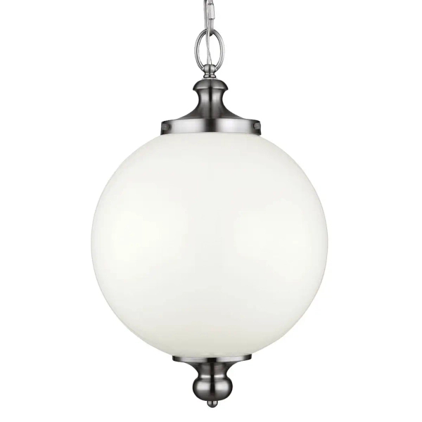 Loftowa LAMPA wisząca FE-PARKMAN-PL-PN Elstead FEISS industrialna OPRAWA szklany ZWIS kula na łańcuchu biała brązowa