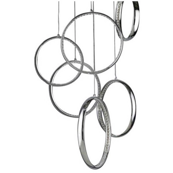 Kaskadowa lampa wisząca glamour AZ2450 OLIMP LED 80W 3000K ringi szara