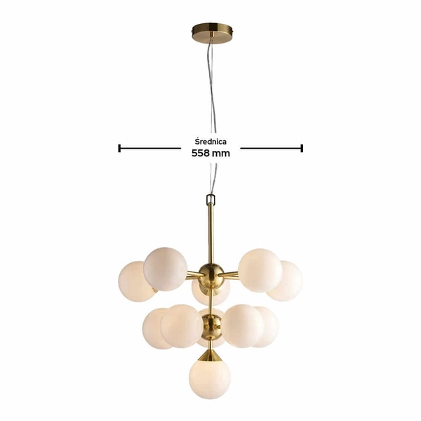Zwisająca lampa do salonu Oscar 76500 Endon molekuły złota biała