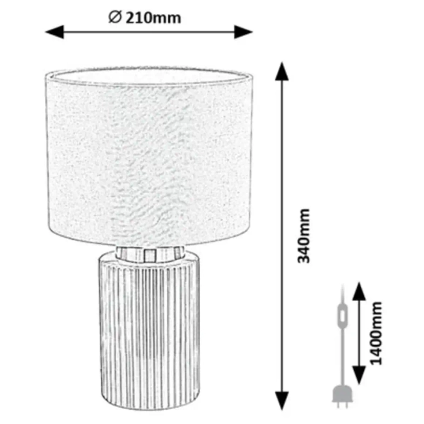 Lampka stołowa do biura Glovy 74046 tuba ryflowana ceramika zielony