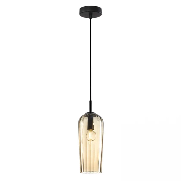 Lampa nad stół wisząca do jadalni 22118 szklana szampański czarny