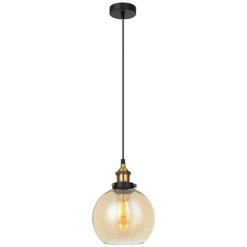 Wisząca LAMPA skandynawska CARDENA MDM-4330/1 GD+AMB Italux loftowa OPRAWA szklany ZWIS kula ball bursztynowy