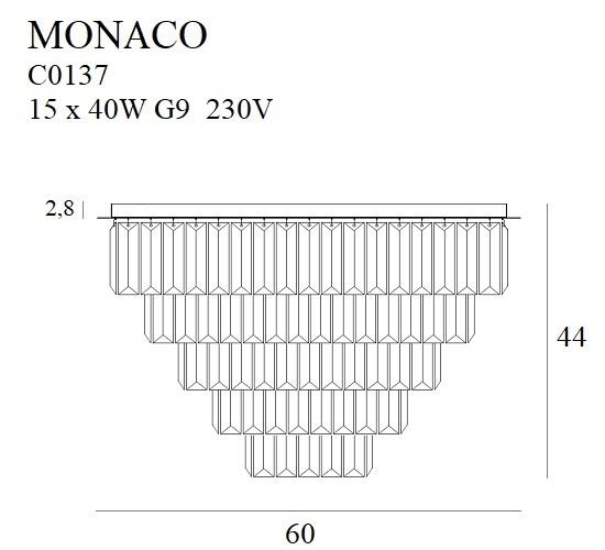 Plafon LAMPA sufitowa MONACO C0137 Maxlight kryształowa OPRAWA glamour crystal przezroczysta