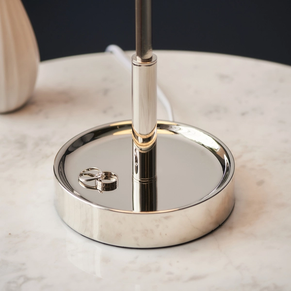 Abażurowa lampa stołowa L&-199596 Light& z włącznikiem biała nikiel