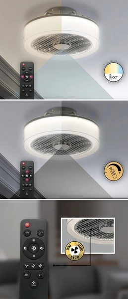 LAMPA sufitowa DALFON 6857 Rabalux metalowa OPRAWA plafoniera okrągła LED 30W 3000K - 6000K wiatrak wentylator szary