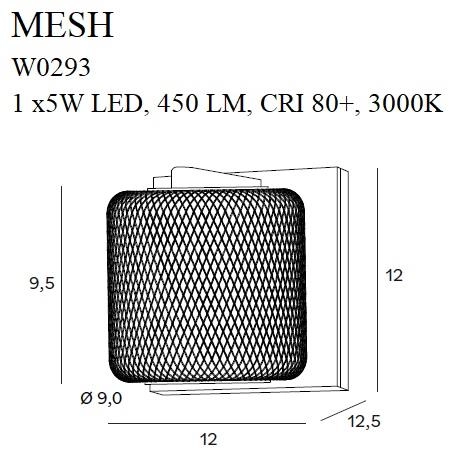 Industrialny kinkiet MESH W0293 Maxlight druciany LED 5W 3000K do przedpokoju złoty czarny