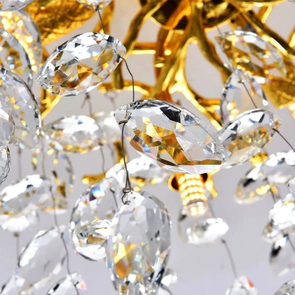 Sufitowa lampa kryształowa CINDY MX4115-6B-EGN-II liście złoty