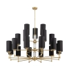 Abażurowy żyrandol do jadalni Empoli EMP-ZW-12+6+3 (ZM) czarny mosiądz
