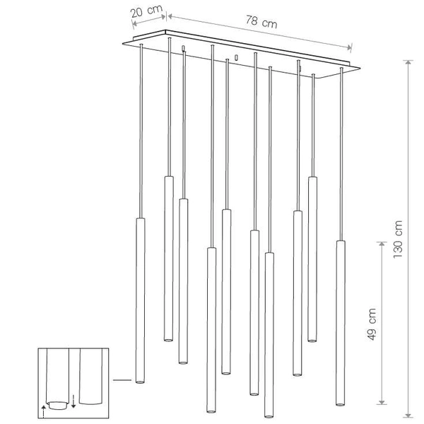 LAMPA wisząca LASER 8924 Nowodvorski metalowa OPRAWA prostokątny ZWIS tuby złote czarne