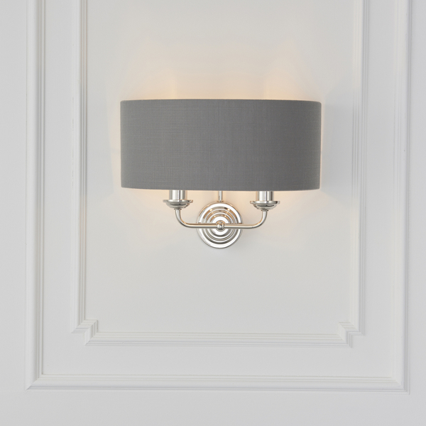 Lampa ścienna Highclere 94406 Endon podwójny antyk szary nikiel