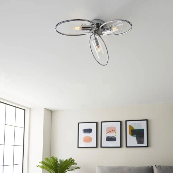 Potrójna lampa sufitowa Amari 96833 szklana chrom przezroczysty