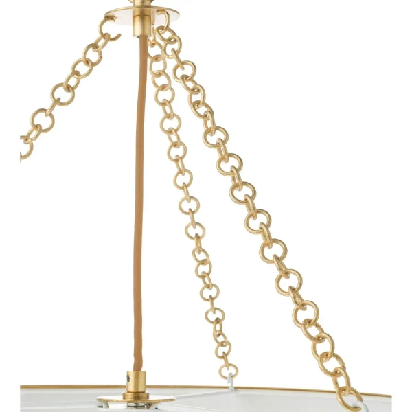 Drewniana wisząca lampa Fenella FEN0535 lniana trawa morska złoty