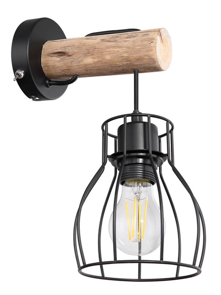 Lampa ścienna Mina 15326NW do przedpokoju czarna drewno