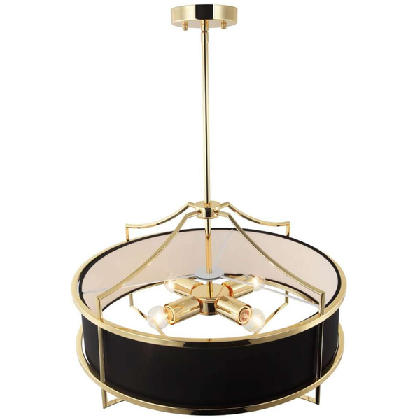 LAMPA okrągła Stesso Gold Nero M Orlicki Design wisząca OPRAWA w stylu klasycznym abażurowa czarna złota