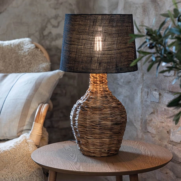 Abażurowa lampa stojąca Paglia 108770 Markslojd ratan czarny brązowy