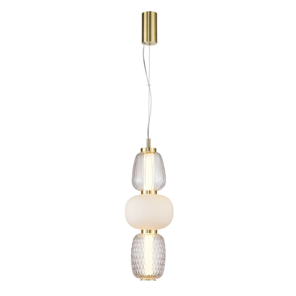 Kulista lampa wisząca Eris PND-98374-28W-GD Italux LED 28W 3000K złoty biały
