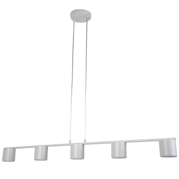 Podłużna lampa wisząca Mila 5 41357 tubki metalowe szare beżowe