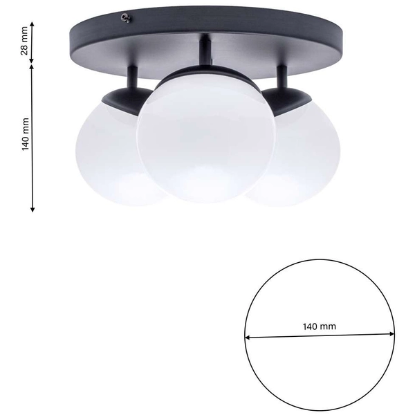 Plafon LAMPA sufitowa SFERA MLP8858 Milagro kulista OPRAWA metalowa kule balls czarne białe