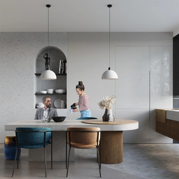 Betonowa lampa wisząca SL.0847 kopuła nad wyspę szara