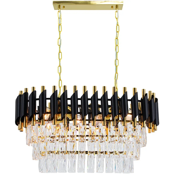 Kryształowy żyrandol na łańcuchu Toledo 6260/6E TR BL czarny złoty