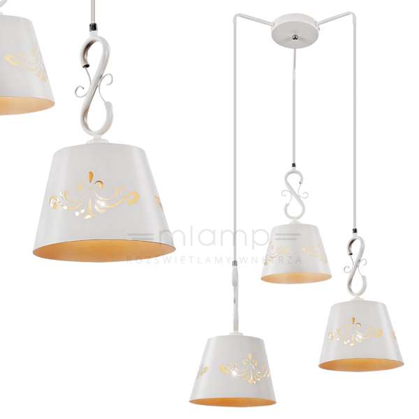 LAMPA wisząca ANNA 2234 Rabalux metalowa OPRAWA prowansalski ZWIS kaskada z wycięciami biała