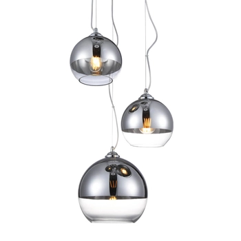 Wisząca lampa jadalniana Silver Ball kaskada nad stół chrom