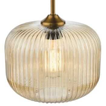 Szklana lampa wisząca do salonu Demarius DEM0106 bursztynowa