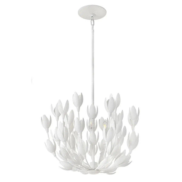 Żyrandol do salonu Flora QN-FLORA3-WHT kwiaty metalowe białe