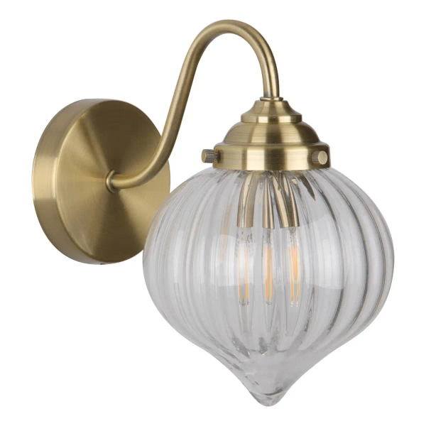 Naścienny kinkiet szklany Mya MYA0775 do przedpokoju antyczny mosiądz