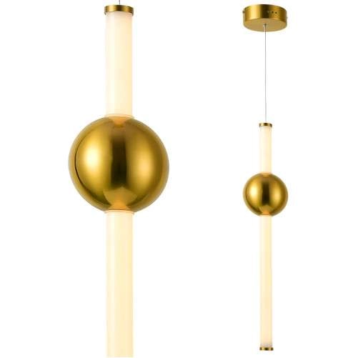 LAMPA wisząca HALLING PND-16357-CA-1 Italux szklana OPRAWA tuba zwis LED 13,3W 3000K metalowa kula miedziana biała