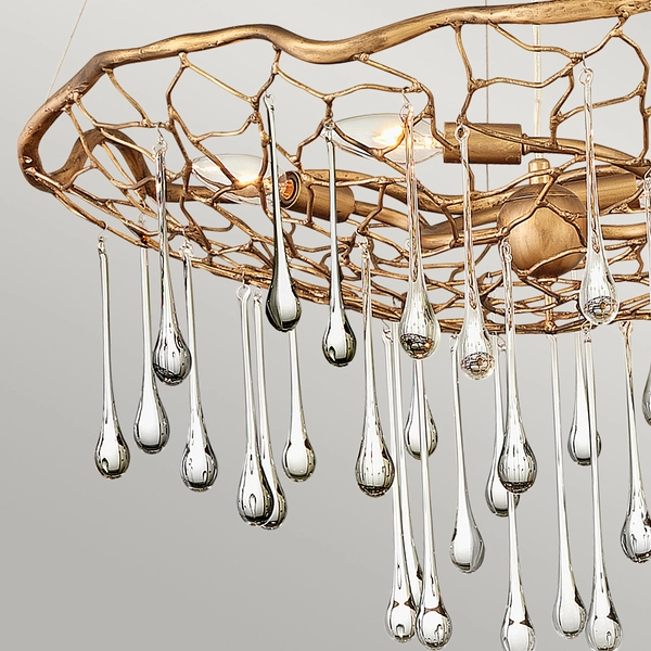 Żyrandol wiszący QN-LAGUNA-4P kropelki kaskada złoty