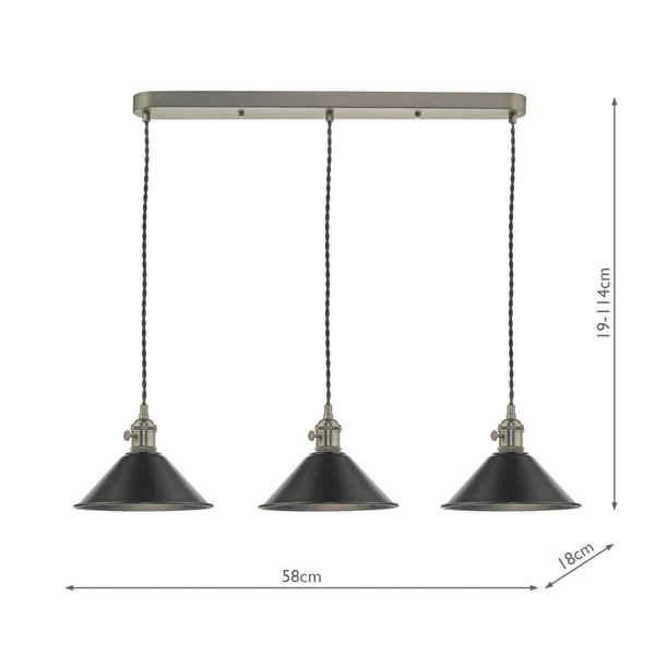 Kuchenna lampa wisząca Hadano HAD3661-02 Dar Lighting chrom cyna czarna