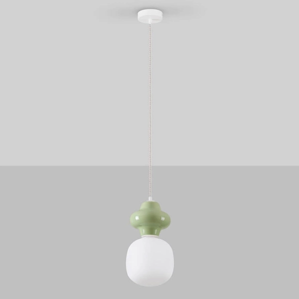 Lampa wisząca do pokoju dziecięcego VILROSA LE44555 ceramiczna biała zielona