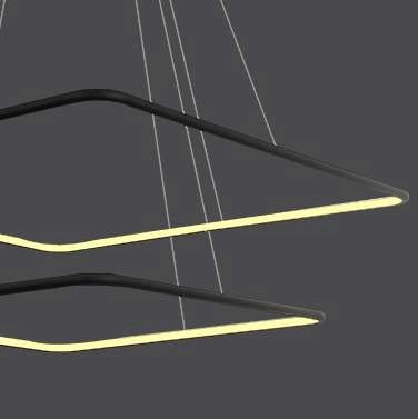 LAMPA wisząca SLIM/000006/3000/B MDECO kwadratowa OPRAWA metalowy ZWIS LED 66W 3000K do biura czarny