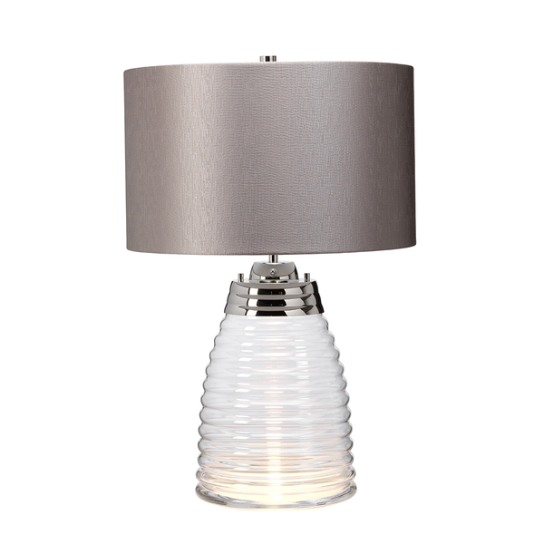 Dekoracyjna stołowa lampa QN-MILNE-TL-GREY abażur szary
