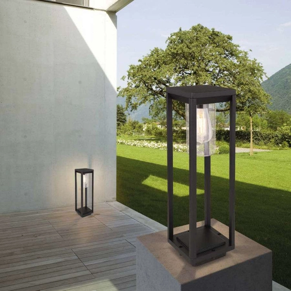 Stojąca LAMPA ogrodowa CANDELA 3135S1 Globo metalowa OPRAWA prostokątna outdoor IP44 czarna