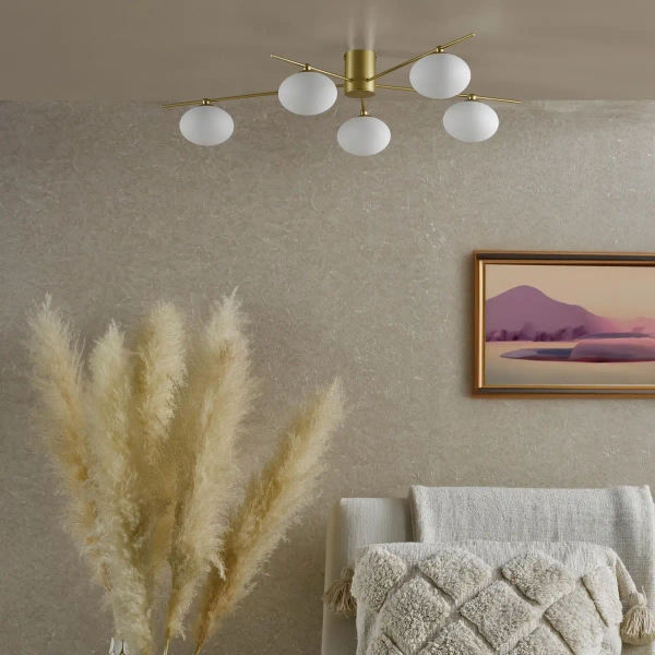 Plafon kulisty do przedpokoju Jasper JAS5435 szklany biały złoty