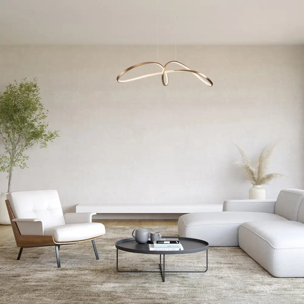 Zwisająca lampa do salonu Curve MOD156PL-L52G4K LED 42W 4000K mosiądz