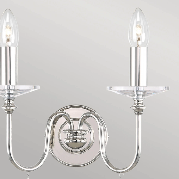 Świecznikowy kinkiet Finsbury Park FP2-POL-NICKEL Elstead z kryształkami nikiel