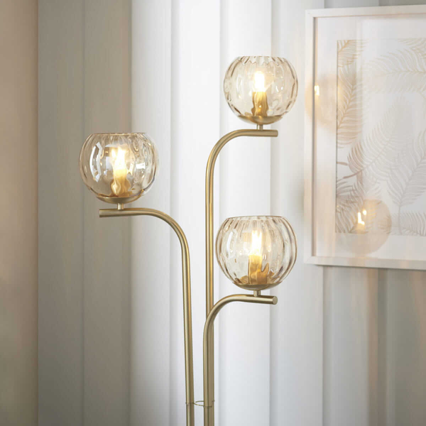 Podłogowa lampa molekułowa Dimple 91974 Endon bubbles złota przezroczysta