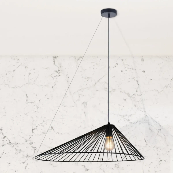Druciana lampa wisząca Aurora 328397 nad wyspę do jadalni czarna
