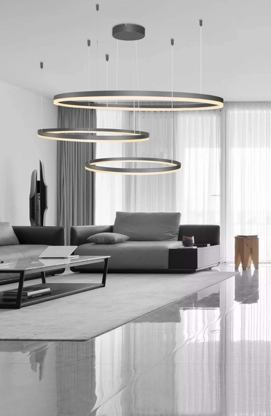 Wisząca lampa nowoczesna Halo LED 130W 3000k pierścienie czarne