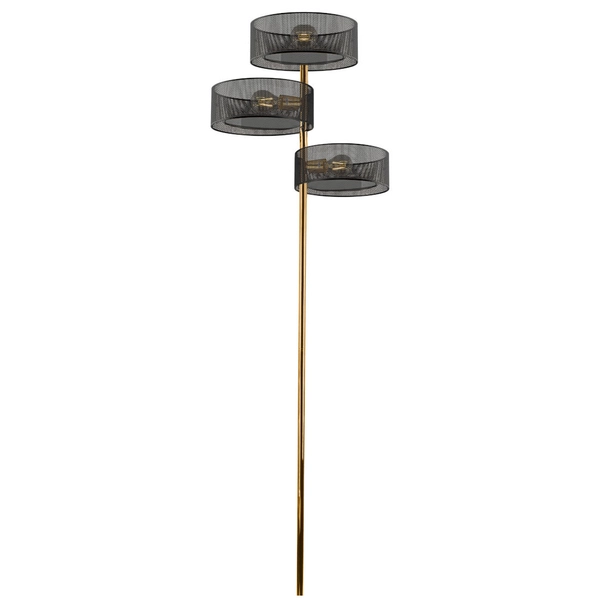 Ażurowa LAMPA podłogowa DRS8006/3F TR NET Elem ażurowa stojąca do salonu złota czarna