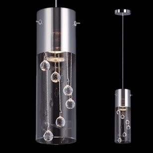 LAMPA wisząca CORDELL MDM1835-1 Italux szklana OPRAWA z kryształkami ZWIS tuba crystal chrom przezroczysta