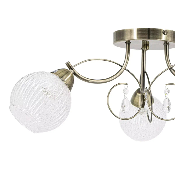 Klasyczna lampa sufitowa 8964/3 21QG kryształki mosiądz