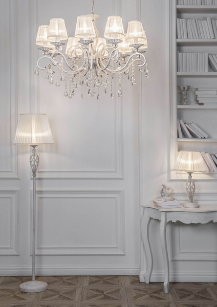 Pałacowa lampa wisząca Grace ARM247-10-G crystal biała